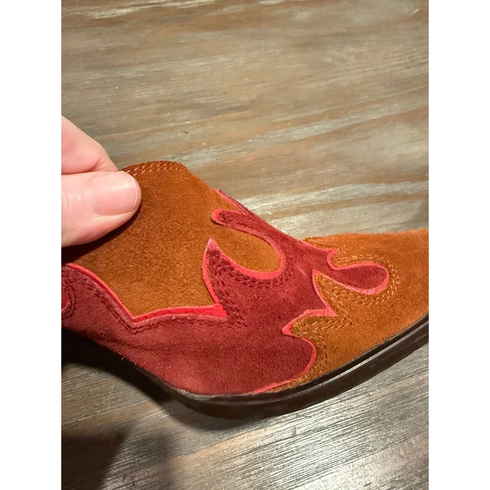 Free People Alamo Western Ankle Boots Flame Embroidery‎ Suede EU 41 US 10